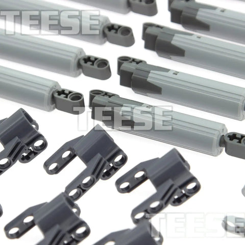 Close-up of Five Pack Linear Actuators With Axle And Pin Connectors For Technic Builds, Replacement Parts For MOC Cars And Trucks