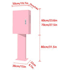 Heavy Duty Electric Vehicle Charger Protective Cover With Tough As Nails Cable Storage Box and Wall Mount Bracket for Home Charging Stations Galvanized Steel Outdoor Shield dimensions with height and width marked.