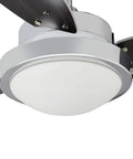 Close-up of 30 Inch Indoor Ceiling Fan With Dimmable Integrated LED Light Kit And Reversible Blades In Chrome Finish