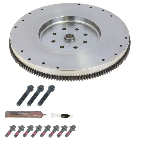 Heavy Duty Clutch Flywheel For 1999 To 2005 Dodge Ram 2500 And 3500 with bolts and lubricant, designed for 5.9L L6 motors.