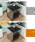 Before and after of Stove Gap Cover 21 Inch Silicone Gap Filler For Between Stovetop And Counter Heat Resistant Oven Protector.