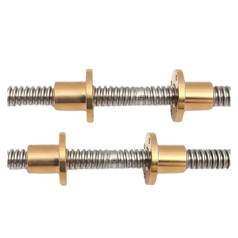 Stainless Steel Ball Screw T8 Lead Screw Bidirectional 8mm Diameter 200mm-600mm Length 2mm Pitch with brass nuts, side view