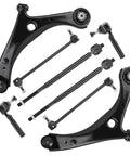Dodge Grand Caravan Chrysler Town And Country Volkswagen Routan Front Suspension Kit With 8-Piece Front Lower Control Arm Set, Sway Bar And Outer Tie Rod End Links, Fits 2008-2018 Grand Caravan, 2008-2016 Town And Country, 2009-2010 Routan, black steel kit