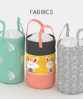 Portable Closet Wardrobe With Grey Non Woven Cover Kick The Clutter Down The Road And Keep Your Threads Securely Tucked Away In This Smart Bedroom Organizer With Three Hanging Rods And Generous Shelving Units, featuring three colorful fabric storage bags.