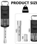 Golf Ball Shag Bag With Detachable Aluminum Tube Holds Up To 70 Balls, 35in size, featuring a 12in and 4in tube detail, 840g weight.