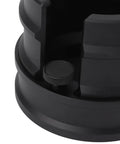 Close-up of Premium Aluminum Coffee Portafilter Holder And Tamper Station, featuring a black finish and adjustable base.