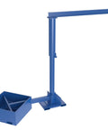 Knockout Portable Offset Jib Crane With 10 Foot Steel I Beam And 250 Pound Lifting Capacity, blue steel frame, stable base.