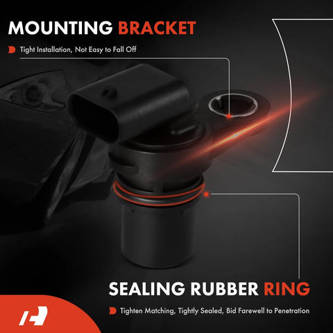 Engine Camshaft Position Sensor For Dodge Avenger 2008-2014, Caliber 2007-2012, Dart 2013-2016, Journey 2009-2020, Hornet 2023-2025, Plus Jeep Cherokee 2014-2023, OE Grade Replacement, Easy Install, Reliable Performance. Black sensor with mounting bracket and sealing rubber ring