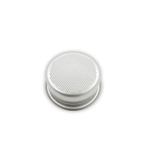Top Shelf Stainless Steel Filter Basket For All 58mm Portafilters, round filter with fine holes for espresso extraction.