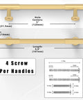 Dimensions of 10 Pack Brushed Gold Cabinet Pulls 5 Inch 128mm Solid Heavy Duty Zinc Alloy Drawer Handles with screws layout.