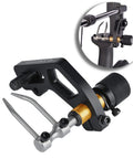 Dual Use Arrow Rest For Compound And Recurve Bows, Lightweight Metal Arrow Launcher Rest Made From Stainless Steel Brass And Aluminum, showing close-up of adjustable knob and metal prongs.