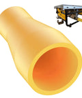 Table Saw Vacuum Adapter Connects Two And A Half Inch Table Saw Outlet To One And Seven Eighths Inch Shop Vac Hose Dust Collector Connector For Most Saws With Two And A Half Inch Outlets Yellow, shown with close-up of yellow adapter and table saw.