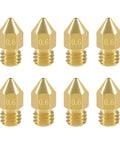 Eight 0.6mm MK8 Extruder Nozzles for 3D Printers, High Quality Replacement Nozzles, brass, compatible with Ender 3, MakerBot, Anet A8.