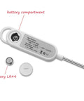Digital Meat Thermometer For Cookin And BBQ With Long Probe, Instant Read, battery compartment and LR44 battery visible