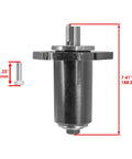 Universal Mower Deck Center Spindle 3-Pack Go-To Replacement Part For Select Commercial Walk-Behind And Stand-On Mowers Fits 59125000 58810800 59202600 For Long-Lasting Performance, showing spindle with dimensions 7.41 inches and bolt 1.23 inches.