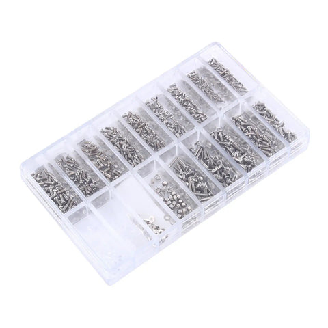 Legit Stainless Steel Micro Screw Nut Washer Assortment For Glasses Eyewear And Watches Jewelry Repair, 1000 piece kit in plastic organizer.