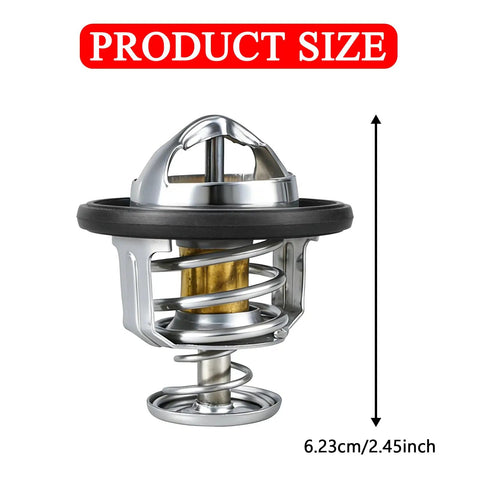 Heavy Duty Coolant Thermostat Plug Play Replacement For Honda Civic Crv Crz With Gasket, showing size 6.23cm/2.45inch, solid copper cast body.