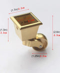Heavy Duty Solid Brass Swivel Caster Wheels With Silent Rolling Square Cup Base, dimensions 4.2cm x 3.3cm, suitable for antique furniture.