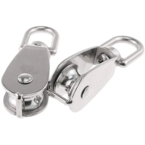 Heavy Duty M20 Single Pulley Block, Stainless Steel Swivel Lifting Pulley With One Wheel, 7mm Rope Compatibility, two-pack