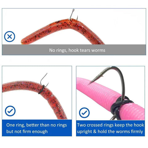 Comparing fishing worm rigging methods with Wacky Rig Tool With Silicone O Rings Kit For Fishing Worms 3 4 Inch Senko Baits And 5 7 Inch Worms