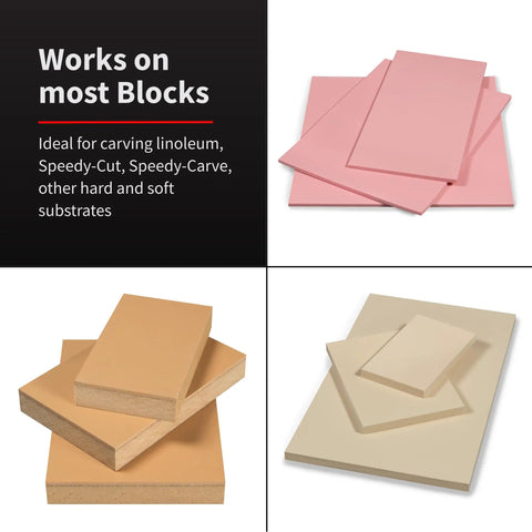 Linocut Cutter Kit 6 Pack With 5 Interchangeable Blades For Smooth Clean Cuts In Linoleum And Soft Blocks Display