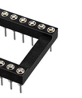 Close-up of a DIP IC Socket Adapter Solder Type 2.54mm Pitch Dual Row 32 Pins with visible metal contacts and frame.