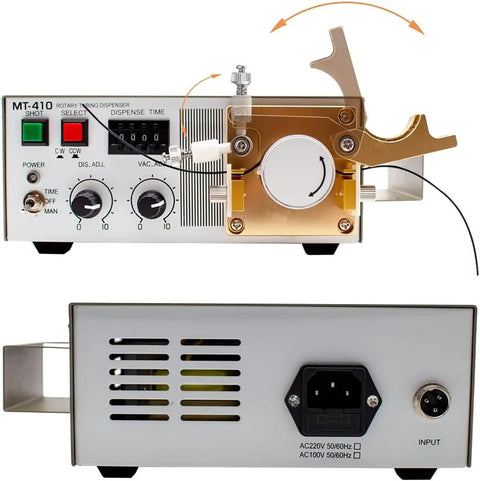 Automatic Peristaltic Glue Dispenser With Manual And Auto Modes, Foot Switch Activated Liquid Glue Dispenser, front and back view