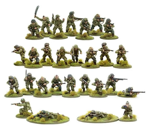 US Airborne Paratroopers 1:56 Scale Tabletop Miniatures Pack Plastic Paintable 28mm WWII Soldiers For Adults Unpainted Figures
