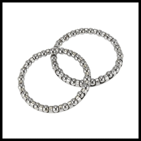 Four Pack Bicycle Ball Bearing Retainers With 22 Steel Balls For Crank And Wheel Bearings Durable Steel Cages Replacement Parts That Keep Your Ride Rolling, shown in stainless steel rings