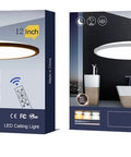 Packaging of Flush Mount LED Ceiling Light With Remote Control, 12 Inch Ultra Thin Round 25W RGB Color Changing Fixture