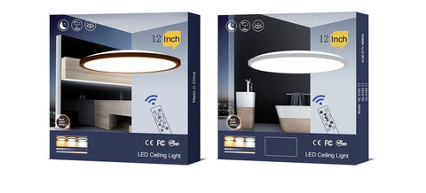 Packaging of Flush Mount LED Ceiling Light With Remote Control, 12 Inch Ultra Thin Round 25W RGB Color Changing Fixture