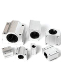 SCS8UU 8MM Linear Bearing Slide Block for Slick Motion and Heavy Duty Grind, multiple sizes of aluminum slide blocks.