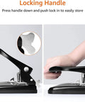 Semi Adjustable Three Hole Punch For Busy Desks 30 Sheet Capacity Black Heavy Duty Paper Punch For Quick Clean Holes demonstration
