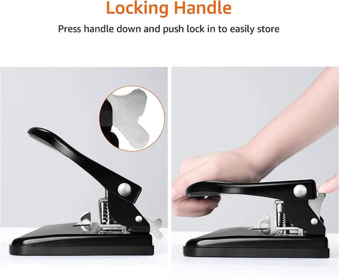 Semi Adjustable Three Hole Punch For Busy Desks 30 Sheet Capacity Black Heavy Duty Paper Punch For Quick Clean Holes demonstration