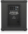 Back panel view of 12 Inch Powered PA Subwoofer With Built In Stereo Crossover, showing connection ports and controls.