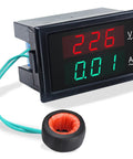 2in1 Digital AC Voltmeter Ammeter 80V-300V 0-100A Panel Meter With LED Display showing voltage and current, includes Current Transformer CT