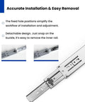 Push To Open Soft Close Drawer Slides 22 Inch Heavy Duty Drawer Glides With Ball Bearing And Full Extension Cabinet Rails 100 Lb Capacity 6 Pairs Durable Steel Construction showing detachable design.