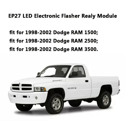 Plug And Play 5 Pin LED Flasher Relay Direct Replacement For Dodge Ram 1998 2002 1500 2500 3500 Dakota Viper Turn Signal And Hazard Module Fix Hyper Flash Convert Incandescent To Bright LED, EP27 module for Dodge Ram 1500