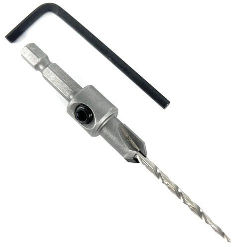 Pro Level Tapered Wood Countersink Bit Engineered To Drill Pilot Holes And Sink Number Six Screws In One Badass Move with hex key.