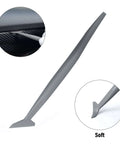 Vinyl wrap tool: long gray plastic squeegee with angled chisel tip for car wrapping
