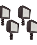 Heavy Duty LED Flood Lights Outdoor Four Pack featuring bronze finish and adjustable mounts for security lighting.