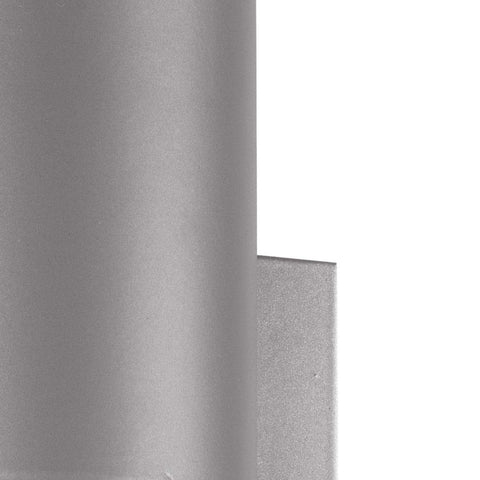 Close-up of the gray frame of Modern Outdoor LED Sconce In Gray, Compact 12X5 Inch Wall Light, Weather Resistant Porch Accent