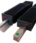 Universal Rail Dust Cover Bellows for SBR Linear Rails 12 16 20 25 30 800mm length, installed on guide rails with black accordion design.