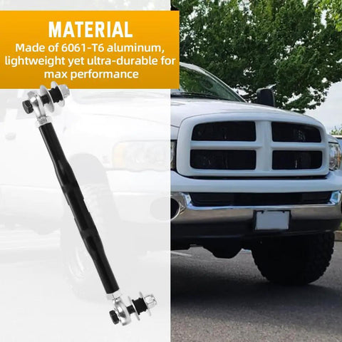Heavy Duty Transfer Case Shift Linkage For 2003 Dodge Ram 2500 NV271 47RE Transmission, 6061T6 Aluminum With Nylon PTFE Bushings For Smooth Quiet Shifting And Long Lasting Performance, shown beside Ram truck