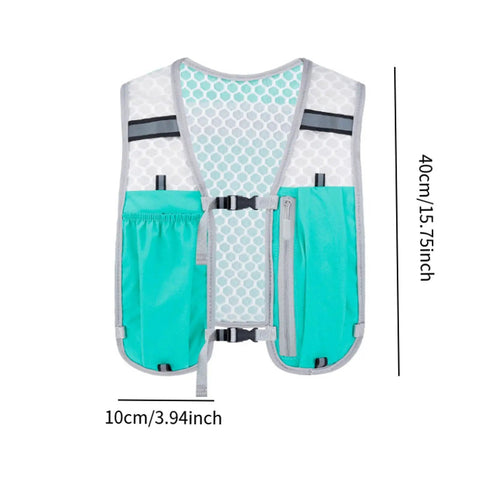 Run Ready Hydration Vest Lightweight Running Backpack with Adjustable Water Bag and Multiple Pockets, front view, blue, 40x10 cm.