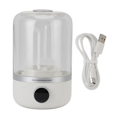 Your New Favorite Rechargeable Mini Washing Machine Featuring A Totally Chill 10W Motor For Gently Washing Delicate Fabrics Socks Underwear And Baby Clothes With Zero Hassle At Home Or On The Go. Compact design with USB charging cable.