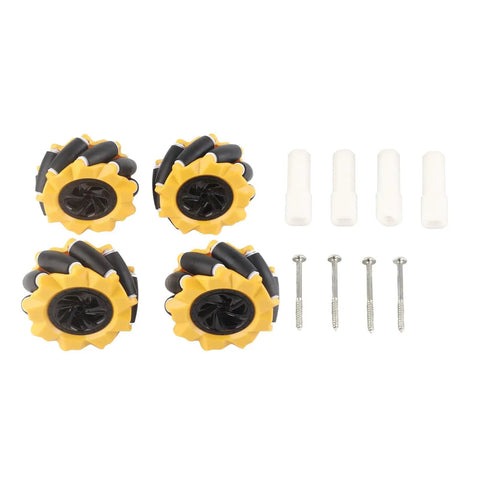 Directional 80mm Robot Car Wheels With Accessories, Two Pairs, Durable Toy Components For DIY Robots, Smooth Rolling