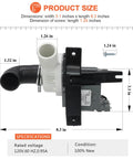 Washer Drain Pump Replacement Fits Whirlpool Maytag Kenmore Washers Replaces W10403802 WPW10409079 AP6021043 PS11754363 EAP11754363 2118648 120V 0.95A 60Hz Durable Easy Install Plug And Play, 8.3 x 3.1 in