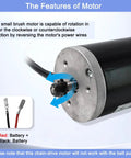 24V 100W Brushed DC Scooter Motor With 9 Tooth Sprocket Kit For Electric Scooters Delivers 2700 RPM And 0.35 Nm Torque Instant Rotation Recovery Snappy Power Smooth Ride Easy Plug And Play Install, chain-drive motor with reverse wiring