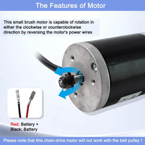 24V 100W Brushed DC Scooter Motor With 9 Tooth Sprocket Kit For Electric Scooters Delivers 2700 RPM And 0.35 Nm Torque Instant Rotation Recovery Snappy Power Smooth Ride Easy Plug And Play Install, chain-drive motor with reverse wiring